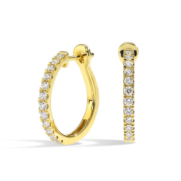 14K Yellow Gold 3/8 ct. tw. Diamond Hoop Earring Texas Gold Connection greenville, TX