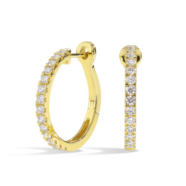 14K Yellow Gold 5/8 ct. tw. Diamond Hoop Earring Texas Gold Connection greenville, TX
