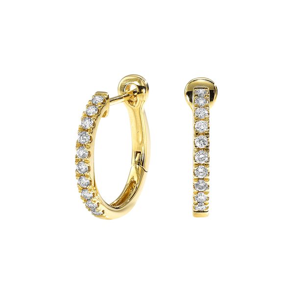 14K Yellow Gold 1/5 ct. tw. Diamond Hoop Earring Texas Gold Connection greenville, TX