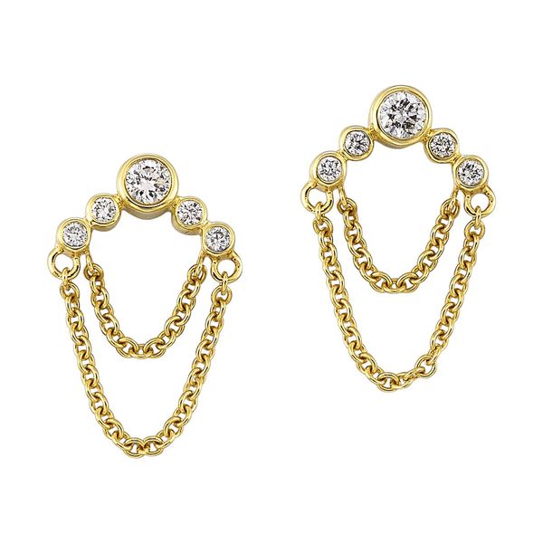 14K Yellow Gold 1/5 ct. tw. Diamond Bezel Chain Earring Texas Gold Connection greenville, TX