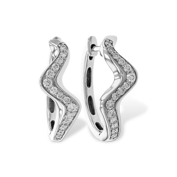 14K White Gold Squiggly Hoops With 0.40ct of Diamonds Texas Gold Connection greenville, TX