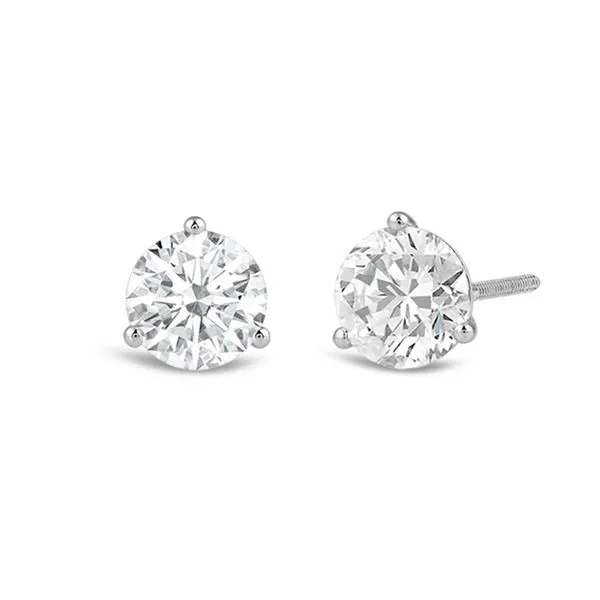 14k White Gold 2.00ct Lab Grown Round Diamond Studs Texas Gold Connection Greenville, TX