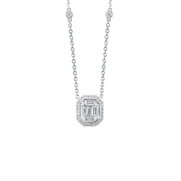 14k White Gold Baguette Necklace Texas Gold Connection