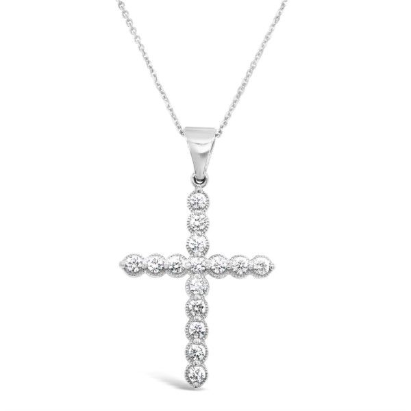 Lady's 14K White Gold Diamond Cross Pendant Necklace Texas Gold Connection Greenville, TX
