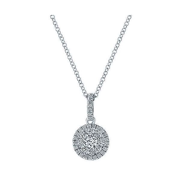 14K White Gold Round Diamond Pave Pendant Necklace Texas Gold Connection Greenville, TX