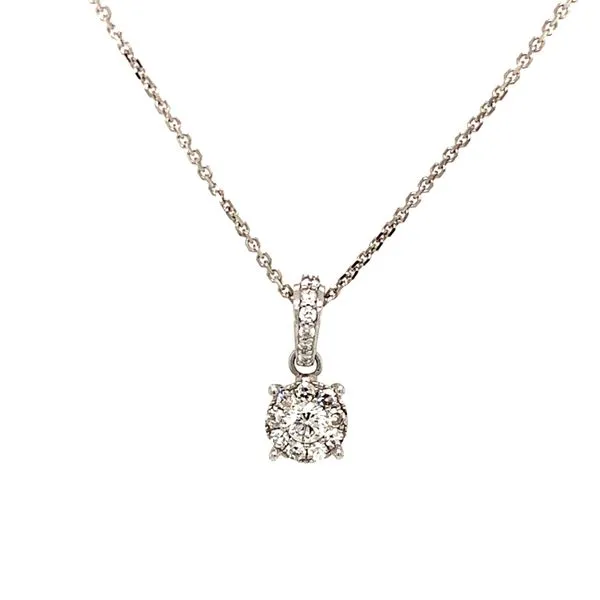 14K White Gold Round Drop Diamond Pendant Necklace Texas Gold Connection Greenville, TX