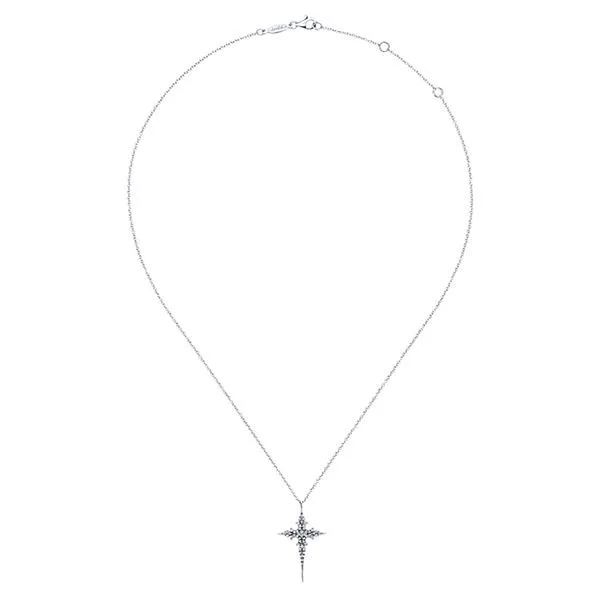 14K White Gold Diamond Cross Pendant Necklace Image 2 Texas Gold Connection Greenville, TX