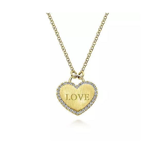 14K Yellow Gold Diamond Halo Heart Pendant Necklace Image 2 Texas Gold Connection Greenville, TX