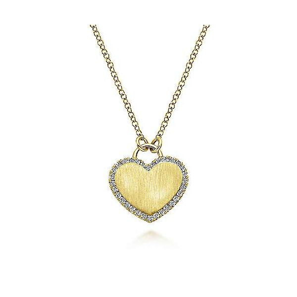 14K Yellow Gold Diamond Halo Heart Pendant Necklace Texas Gold Connection Greenville, TX