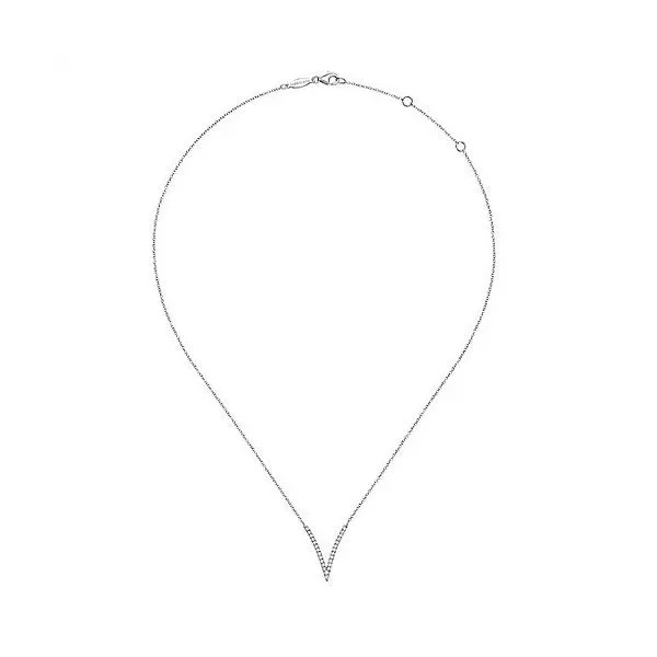 14K White Gold Diamond Chevron Necklace Image 2 Texas Gold Connection Greenville, TX