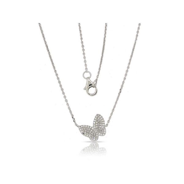 Lady's 14K White Gold Diamond Butterfly Pendant Necklace Texas Gold Connection Greenville, TX