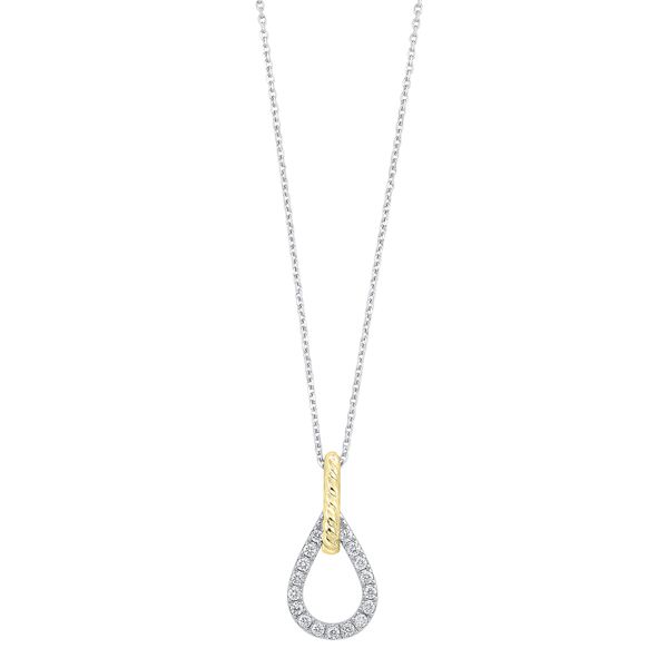 Gems One Diamond Teardrop Twisted Interlocking Pendant Necklace In 14k Two-Tone Gold (1/7ctw) Texas Gold Connection Greenville, TX