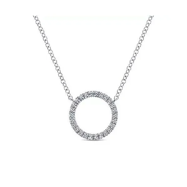 14K White Gold Circle Diamond Pendant Necklace Texas Gold Connection Greenville, TX