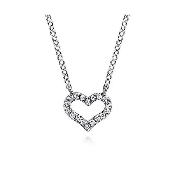 14K White Gold Diamond Heart Pendant Necklace Texas Gold Connection Greenville, TX