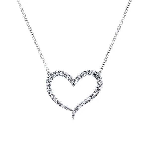 14K White Gold Open Heart Diamond Pendant Necklace Texas Gold Connection Greenville, TX