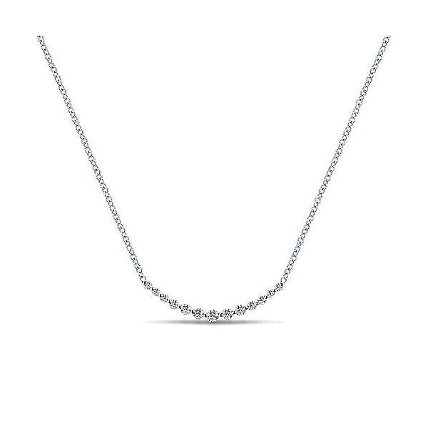 14K White Gold Diamond Curved Bar Necklace Texas Gold Connection Greenville, TX