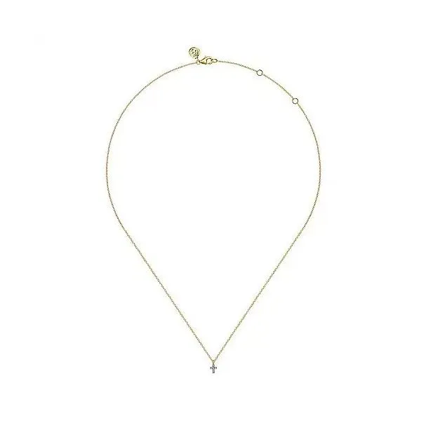 14K Yellow and White Gold Diamond Cross Pendant Necklace Image 2 Texas Gold Connection Greenville, TX
