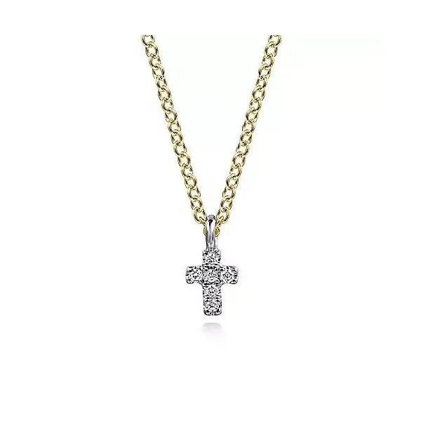 14K Yellow and White Gold Diamond Cross Pendant Necklace Texas Gold Connection Greenville, TX