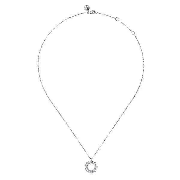 14K White Gold Diamond Circle Pendant Necklace Image 2 Texas Gold Connection Greenville, TX
