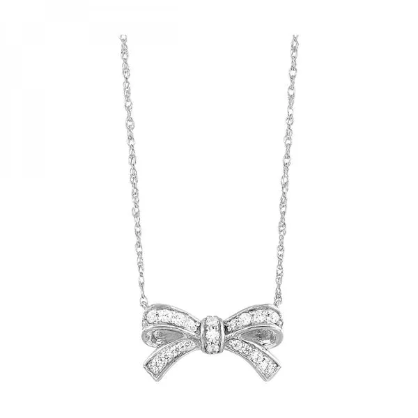 10K White Gold Diamond Bow Shaped Necklace Texas Gold Connection Greenville, TX