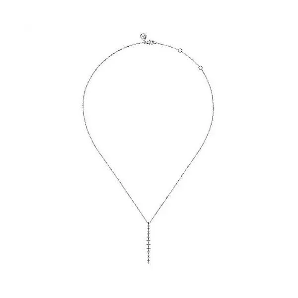 14K White Gold Long Diamond Drop Necklace Image 3 Texas Gold Connection Greenville, TX