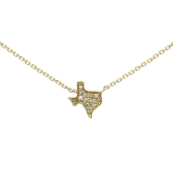 14K Yellow Gold Texas Necklace with 0.04ct Diamonds Texas Gold Connection Greenville, TX
