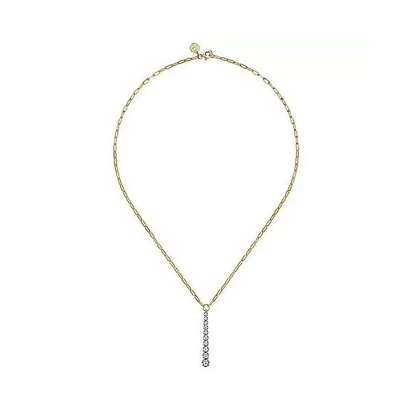 14K White and Yellow Gold Diamond Vertical Bar Link Necklace Image 2 Texas Gold Connection Greenville, TX