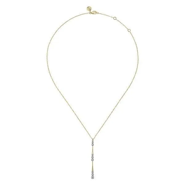 14K Yellow Gold Graduated Diamond Station Drop Y Necklace Image 2 Texas Gold Connection Greenville, TX
