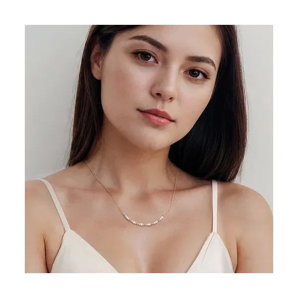 14K Yellow Gold Curved Bujukan Bar Diamond Necklace Image 3 Texas Gold Connection Greenville, TX
