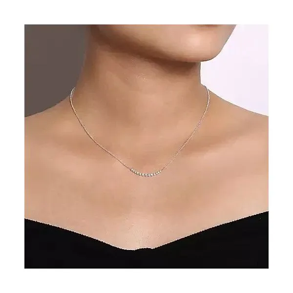 14K White Gold Diamond Curved Bar Necklace Image 3 Texas Gold Connection Greenville, TX