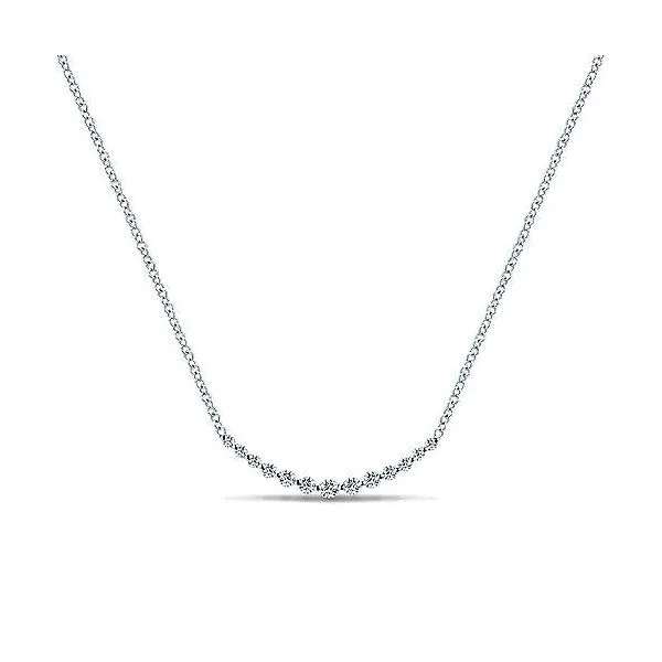 14K White Gold Diamond Curved Bar Necklace Texas Gold Connection Greenville, TX