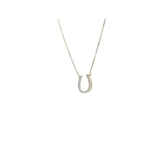 Lady's Yellow 14K Horseshoe Necklace With 0.07Tw Diamonds Image 2 Texas Gold Connection Greenville, TX