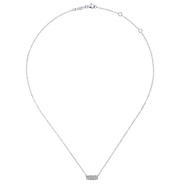 14K White Gold Pave Diamond Bar Necklace Image 2 Texas Gold Connection greenville, TX