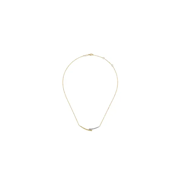 14K Yellow-White Gold Bujukan Diamond Bar Necklace Image 2 Texas Gold Connection greenville, TX