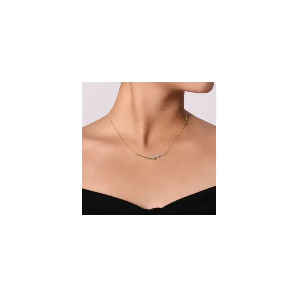 14K Yellow-White Gold Bujukan Diamond Bar Necklace Image 3 Texas Gold Connection greenville, TX
