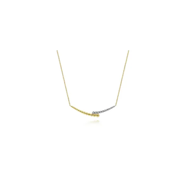 14K Yellow-White Gold Bujukan Diamond Bar Necklace Texas Gold Connection greenville, TX
