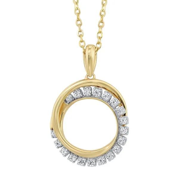 Lady's Yellow / White 10 Karat Drop Necklace Length 18 With 0.11Tw Round Diamonds Texas Gold Connection greenville, TX