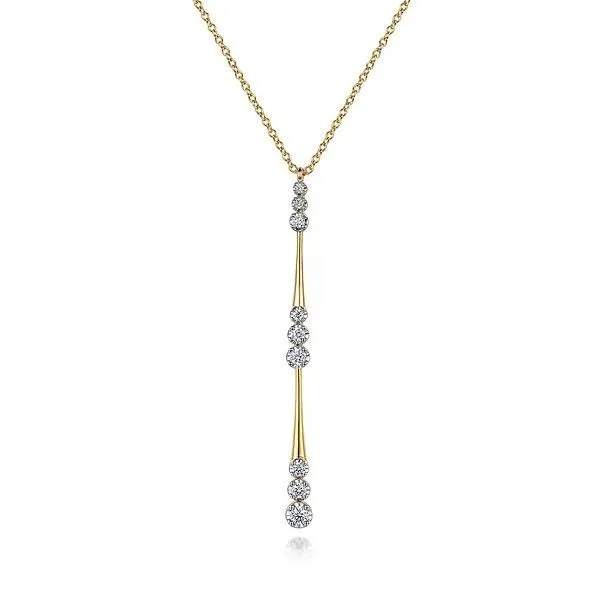 14K Yellow Gold Graduated Diamond Station Drop Y Necklace Texas Gold Connection greenville, TX