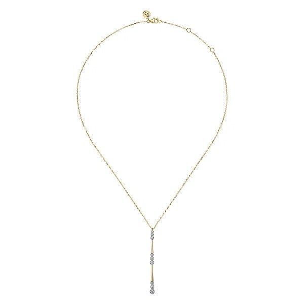 14K Yellow Gold Graduated Diamond Station Drop Y Necklace Image 2 Texas Gold Connection greenville, TX