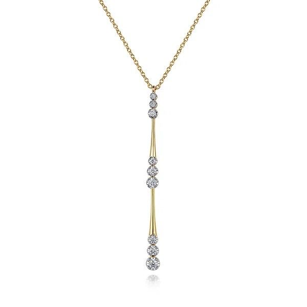 14K Yellow Gold Graduated Diamond Station Drop Y Necklace Texas Gold Connection greenville, TX