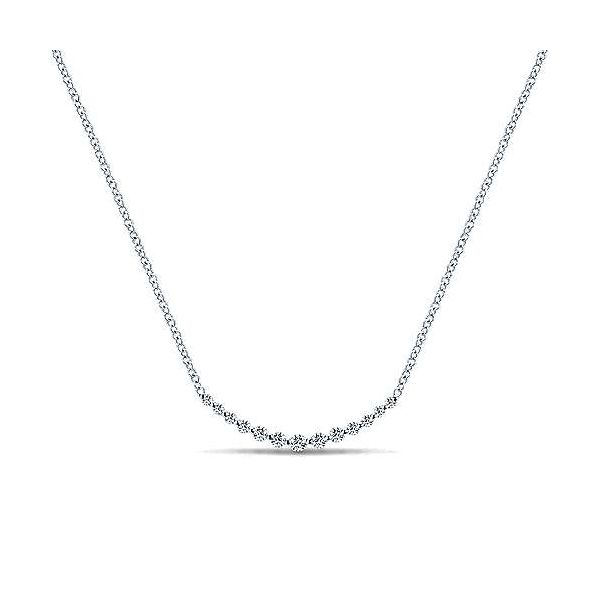 14K White Gold Diamond Curved Bar Necklace Texas Gold Connection greenville, TX