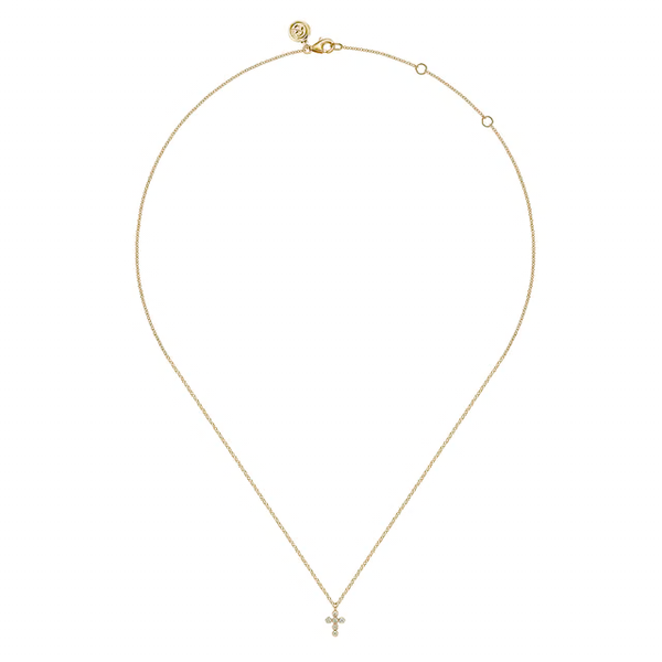 14K Yellow Gold Cross Necklace With 0.06Twt N Si1 Diamonds Image 2 Texas Gold Connection greenville, TX