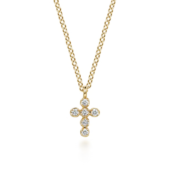 14K Yellow Gold Cross Necklace With 0.06Twt N Si1 Diamonds Texas Gold Connection greenville, TX