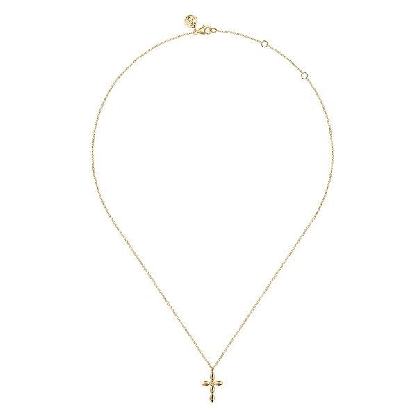 14K Yellow Gold Diamond Cross Necklace Image 2 Texas Gold Connection greenville, TX
