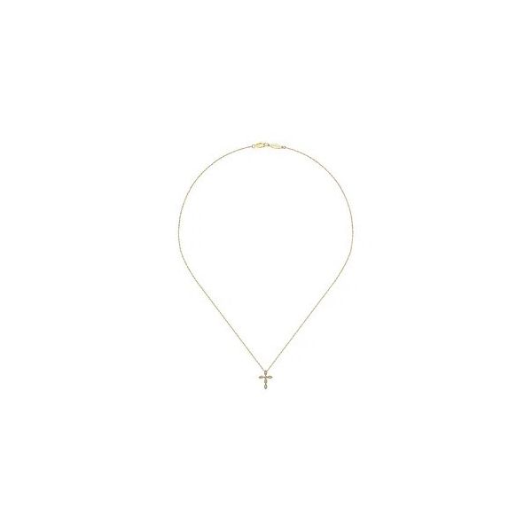 14K Yellow Gold Marquise Shaped Diamond Cross Necklace Image 2 Texas Gold Connection greenville, TX