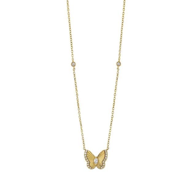 14K Yellow Gold 1/10 ctw. Diamond Butterfly Necklace Texas Gold Connection greenville, TX
