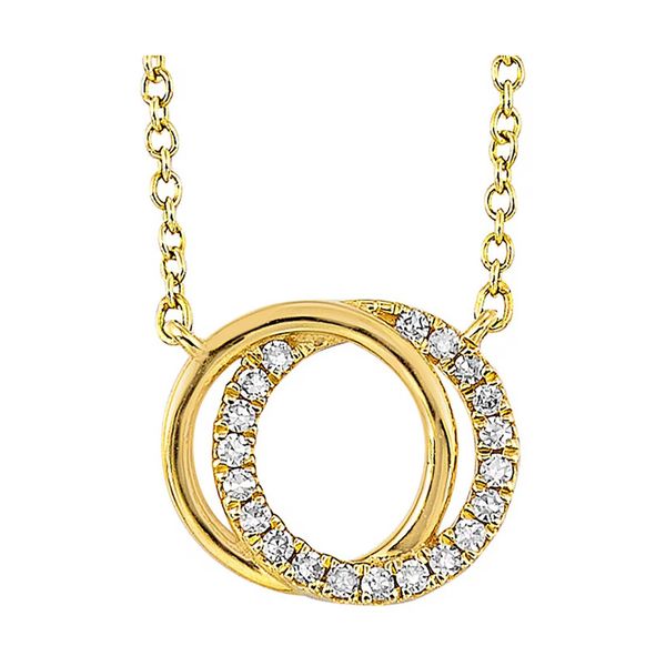 14K Yellow Gold 1/20 ctw Diamond Interlink Circle Pendant Texas Gold Connection greenville, TX