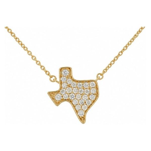 14K Yellow Gold Texas Necklace with 0.28Ctw Diamonds Texas Gold Connection greenville, TX
