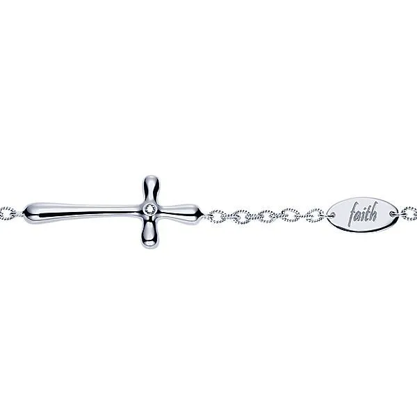 925 Sterling Silver Cross Diamond Bracelet Image 2 Texas Gold Connection Greenville, TX