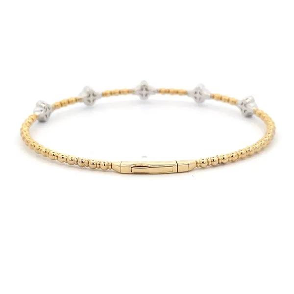 14K Yellow And White Gold Bangle Bracelet With Diamonds Image 2 Texas Gold Connection Greenville, TX